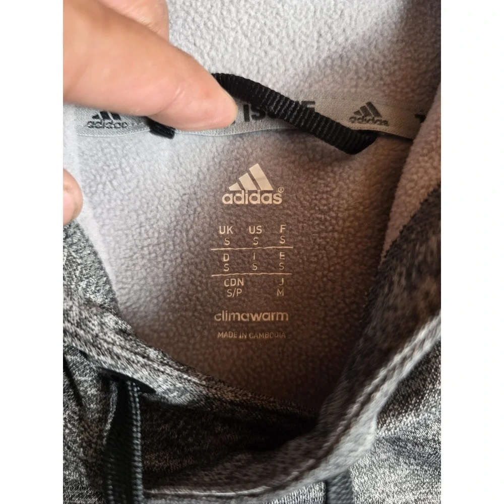 Adidas Sweatshirt Hooded Fleece Mens small Sleeveless Climawarm Gray Team Issue